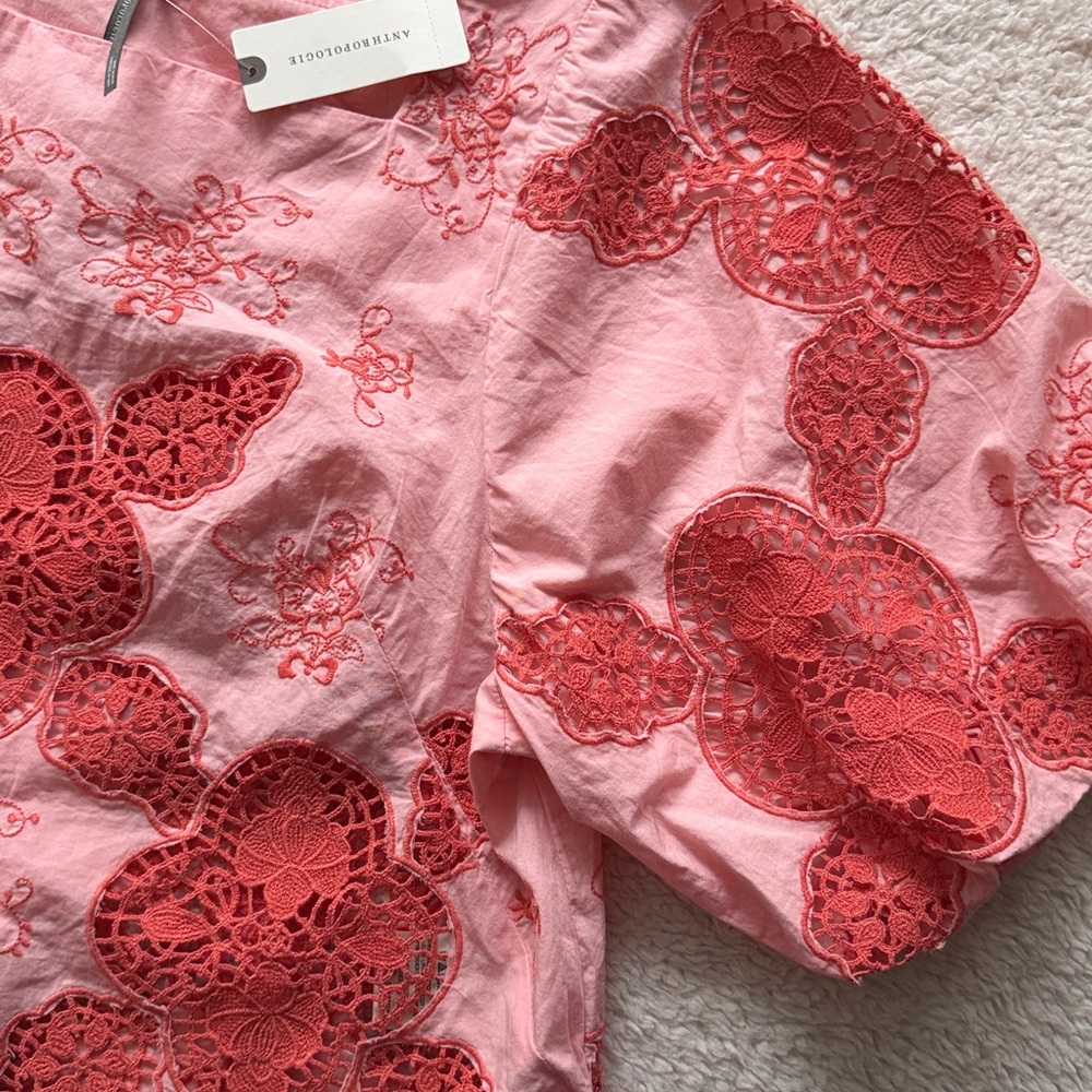 Anthropologie Cotton Puff-Sleeved Cutwork Blouse - Picture 10 of 12
